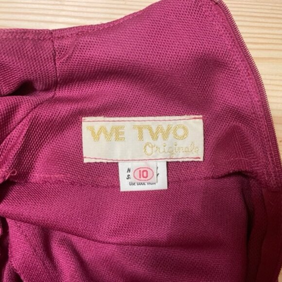 Burgundy dress w/bell sleeves, circa 60s to 70s, sz 10 good condition - Picture 4 of 8